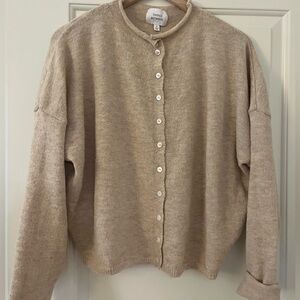 Tan Button-Up roll Sweater